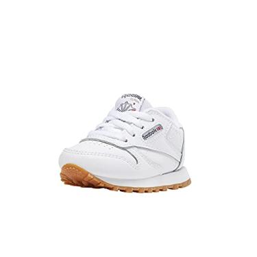 Imagem de Reebok Tênis infantil unissex de couro clássico, Branco/chiclete/internacional, 21