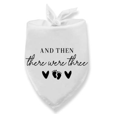 Imagem de and Then There were Three Dog Bandana Anúncio de Gravidez Anúncio de Bebê Bandana para Cachorros Gravidez Gênero Revelar Cachecol para Cães Pequenos e Médios