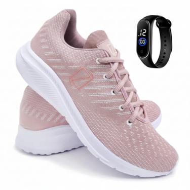 Imagem de Kit Tênis Feminino Esportivo Para Academia e Atividades Físicas Conforto e Design Premium + Relogio Smart (ROSE, BR, Adulto, Numérico, 35)