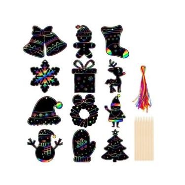 Imagem de Marcadores de livro de Natal faça-você-mesmo com auxílio de desenho artístico para decoração de presentes