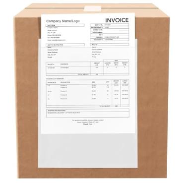Imagem de 100 envelopes de etiqueta de envio de 25,4 x 30,5 cm, bolsas transparentes para lista de embalagem com verso autoadesivo, carregamento superior para mangas de etiquetas de envio, para guias de