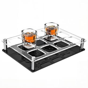 Imagem de Geryvtee Bandeja com 12 suportes para fotos, bandeja acrílica, organizador de taças de vinho, acessórios de exibição de copos para festa, bar, clube, orifício quadrado: 3,8 cm