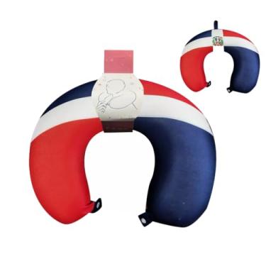 Imagem de Almofada de viagem com bandeira da República Dominicana em forma de U, almofada de apoio de cabeça e pescoço, almofadas macias para encosto de cabeça para carro, avião, trem