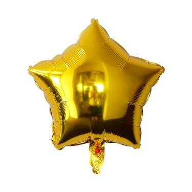 Imagem de BALAO METALIZADO ESTRELA C/CANUDO DOURADA 10" C/ 6 UNIDADES