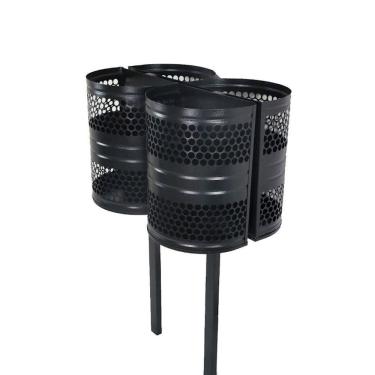Imagem de Lixeira Polônia 4 Cestos Parque Calçada Rua Tela Moeda 120cm