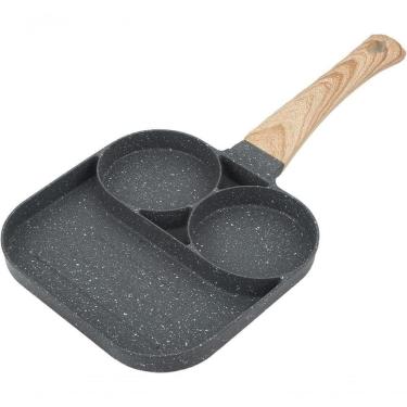 Imagem de Frigideira Antiaderente 3 Furos P- Ovo, Panqueca, Hambúrguer E Café Da Manhã Multifuncional