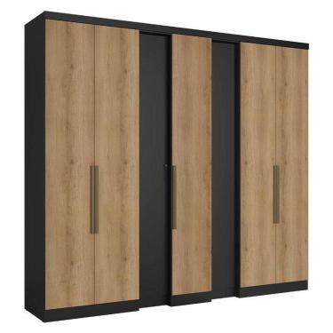 Imagem de Guarda Roupa Casal Selecto 7 Portas Preto Capuccino Acetinado - Thb