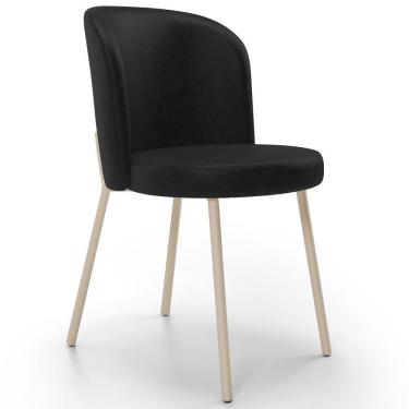 Imagem de Cadeira Para Sala De Jantar Cozinha Estofada Gavi Arena L02 Couríssimo Preto - Lyam Decor
