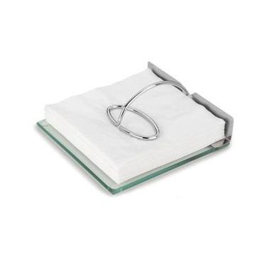 Imagem de Porta-guardanapo Forma Slim 2719/E em Inox e Vidro - 19 cm