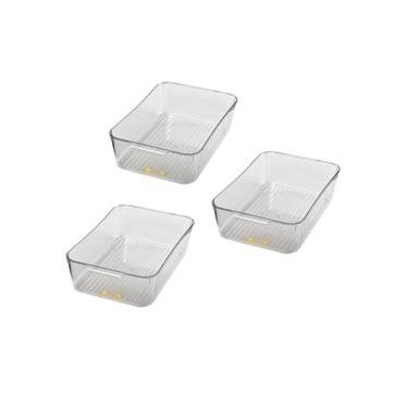 Imagem de Jogo 3 Suportes Geladeira Gaveta Armário Organizador 30x20cm