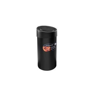 Imagem de Lixeira Coza plástica click acionamento manual preta ideal para todos os tipos de ambiente 9 litros  - 20 cm de diâmetro por 39,5 cm de altura Preto