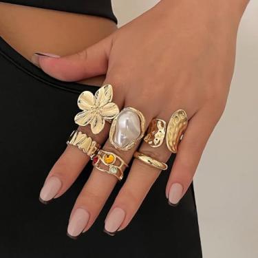 Imagem de Conjuntos de anéis empilháveis para mulheres, anéis de articulação ajustáveis, joias empilháveis elegantes para uso diário, presentes de Natal, presentes de amizade para mulheres, dia dos namorados