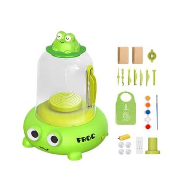 Imagem de Vaveren Torno de cerâmica elétrico infantil, máquina de modelagem de cerâmica profissional, compacto, brinquedo educativo, kit completo para adultos e, Verde