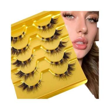 Imagem de Cílios Postiços Naturais 3D Com Efeito Olhos Grandes, 5 Pares, Hastes 