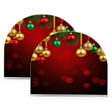 Imagem de Qilmy Bolas de Natal Suporte de guardanapo de acrílico, suporte de lenços de mesa independente transparente, dispensador de papel de coquetel para cozinha, jantar, restaurante, bar, decoração, 2