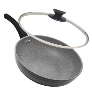 Imagem de Frigideira Indução Antiaderente Granilite Wok 28cm com Tampa Para Todos os Fogões (Cinza)