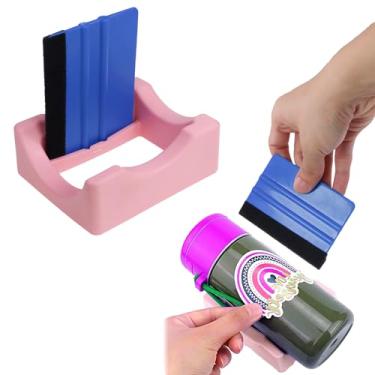 Imagem de Patty Both Suporte de copo de silicone com slot embutido para copos de artesanato, ferramentas de sublimação para artesanato, para aplicação de decalques de vinil suportes antiderrapantes (rosa)
