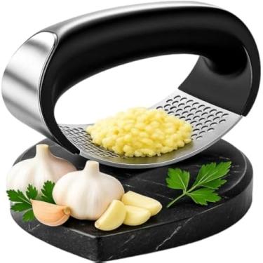 Imagem de Amassador Triturador De Alho Manual Espremedor Cozinha Inox
