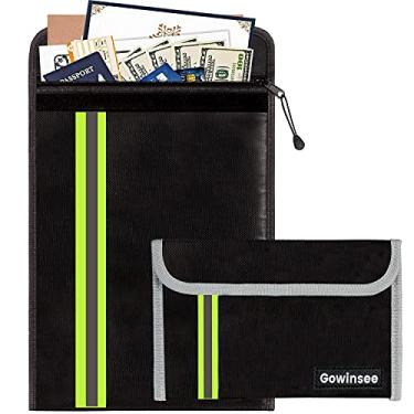 Imagem de Bolsa 2 peças à prova de fogo e à prova d'água (38 x 28,5 cm, 20 x 13,5 cm) Material de fibra de vidro de duas camadas, pasta à prova d'água à prova de fogo para documentos A4, passaporte, arquivo