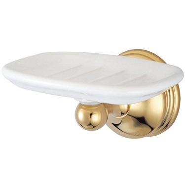 Imagem de Porta-sabonete de parede Kingston Brass BA1165 Cumberland com placa de porcelana branca, Polished Brass