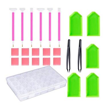 Imagem de Conjunto de Ferramentas DIY Caneta Cola Bandeja Plástico Ponto Bordado Acessórios Costura 24 Peças
