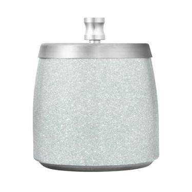 Imagem de JUZIHAI Cinzeiro de textura de glitter prateado com tampa, bandeja de cinzeiro de aço inoxidável inodoro à prova de vento cinzeiro sem fumaça para escritório em casa, pátio, varanda, cigarro