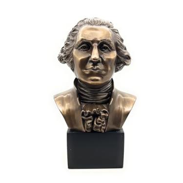 Imagem de RUSTIX Estátua do busto de George Washington – Estatueta histórica da guerra revolucionária – Escultura decorativa do pai fundador para casa, escritório ou exibições patrióticas