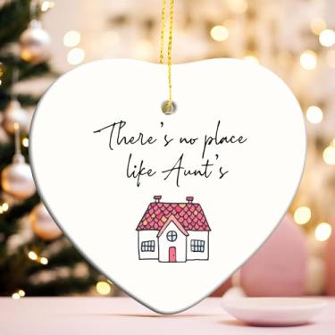 Imagem de Qeheb Ornamento de tia, presentes de melhor tia do sobrinho, sobrinha, enfeites de coração pendurados de Natal para decorações de festa de árvore de Natal, não há lugar como enfeites decorativos de