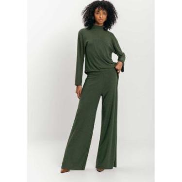 Imagem de Calça Pantalona De Cintura Alta Em Malha Rústica-Feminino