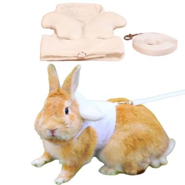 Imagem de Conjunto de coleira e arnês de coelho à prova de fuga, colete de coelho, à prova de fuga, treinamento de caminhada para animais de estimação pequenos, furão esquilo, porquinho-da-índia, coelhinho