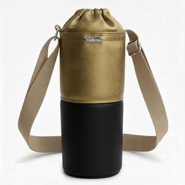 Imagem de Bolsa Térmica (OURO COM PRETO) RAMIERE para Garrafa de 1 LITRO em Couro Sintético - Coleção Cores VERÃO 2026