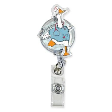 Imagem de Carretel de crachá de enfermeira, carretel de crachá engraçado, presentes para enfermeiras, presentes para enfermeiras, presente retrátil fofo para enfermeiras de ganso bobo presente para estudantes