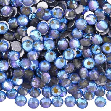 Imagem de Blinginbox Strass para artesanato, strass plano com fundo plano, pedras preciosas de vidro, pedras redondas não hotfix cristal para artesanato, decoração de unhas, cristal Galaxy Sky (2,7-2,9 mm) SS10