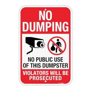 Imagem de T&R Placa grande sem dumping, sem uso público desta placa de lixeira, 45,7 cm x 30,5 cm, folha reflexiva de grau de engenheiro, alumínio sem ferrugem, resistente a intempéries, impermeável, resistente