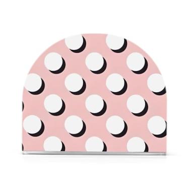 Imagem de Suporte de guardanapo chique rosa de bolinhas brancas, porta-guardanapos para guardanapos de pano, 1 pacote, suporte de acrílico antiderrapante