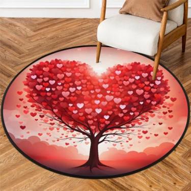Imagem de Tapete redondo pequeno de 1,8 m para dia dos namorados, tapete circular antiderrapante, lavável, tapete circular para quarto, sala de estar, berçário, cozinha, banheiro, entrada, decoração de casa