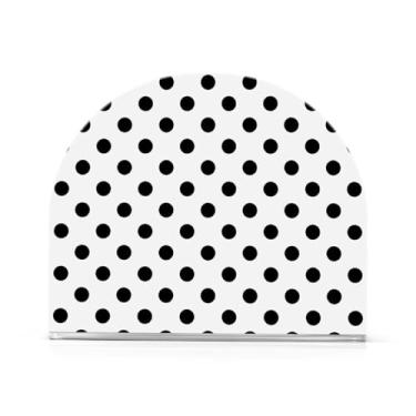 Imagem de Porta-guardanapos chiques pretos de bolinhas para cozinha, porta-guardanapos em pé, pacote com 2, porta-guardanapos de restaurante