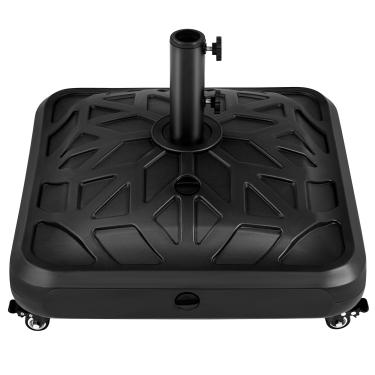 Imagem de Yaheetech Base de guarda-chuva móvel preenchível, suporte de mastro de guarda-chuva de pátio resistente para 4 rodas, 4 fechaduras, 2 maçanetas, capacidade de 55,8 kg para deck, piscina, jardim, preto