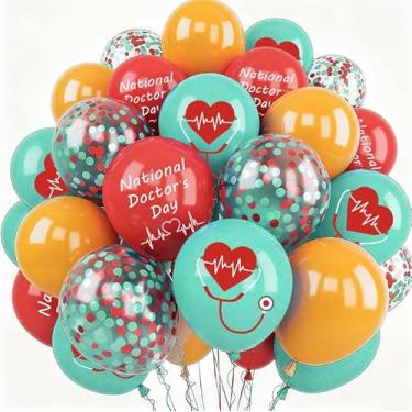 Imagem de JarThenaAMCS 40 peças, 12 balões nacionais do dia dos médicos, vermelho, laranja, balões de látex para festa de aniversário e decoração de aniversário