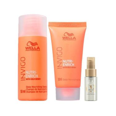 Imagem de Kit Wella Professional Invigo Enrich - Shampoo 50ml e Máscara 30ml e Óleo Oil Reflections Light 30ml-Unissex