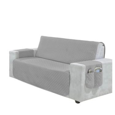 Imagem de Protetor de Sofá 2 3 4 Lugares Retrátil (1,00/1,50/1,80/2,20m) Capa Matelada Porta Objetos(CINZA,3 Lugares (1,50m))