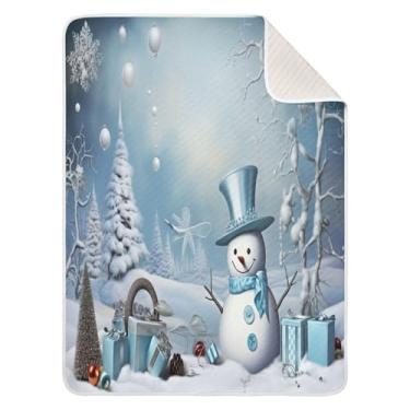 Imagem de Blueangle Cobertores de Natal, boneco de neve, para berço, soneca, 76 x 101,6 cm, quente, aconchegante, macio, receptor, cobertor unissex para meninos, meninas, crianças, bebês (418)