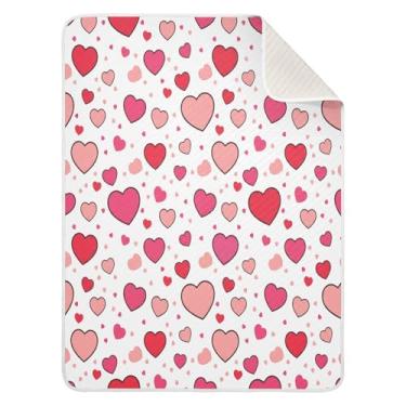 Imagem de Wassud Cobertor de bebê com corações rabiscos para meninos e meninas, macio para bebês e recém-nascidos, cobertor aconchegante de algodão essencial para berçário, viagem, berço, carrinho 76 x 101 cm