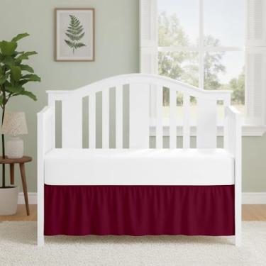 Imagem de Saia para cama de berço de luxo 71 cm x 132 cm com queda de 35 cm, macia e respirável, com babados, serve para berços e crianças pequenas, tecido de microfibra, babados, saia para bebês meninos ou