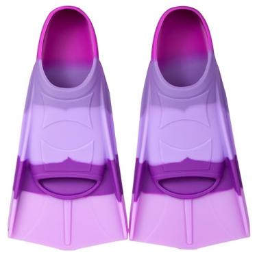 Imagem de Foyinbet Barbatanas de natação infantis, nadadeiras curtas para crianças, meninas, meninos, iniciantes (nadadeiras de natação E, M)