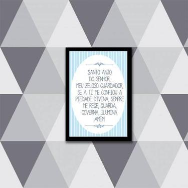 Imagem de Quadro Oração Santo Anjo Do Senhor 45X34Cm Com Vidro Preta