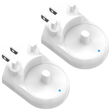 Imagem de Pacote com 2 carregadores para escova de dentes elétrica Oral-B, compatível com Oral-B io4/io5/io6, Genius 8000/9000, Pro 1000/2000/3000/5000, 3709/3728/3756 | Carregador de tomada à prova d'água com