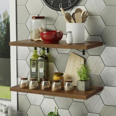 Imagem de Kit 2 Prateleiras Suspensas Para Cozinha Madesa 60 Cm Com Mão Francesa - Rustic Rustic