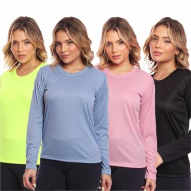 Imagem de Kit 4 Camisa Feminina Camiseta Térmica Proteção Solar Uv .-Feminino