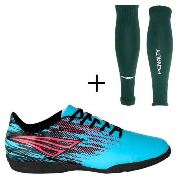 Imagem de Kit 01 Chuteira Futsal Penalty Tornado Antiderrapante+01 Meião Canelito Penalty Storm (Meião Sem Pé)